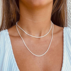 Choker Amaea Roliça de 3mm Folheada a Prata - 1 Ano de Garantia no Banho