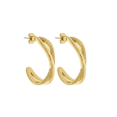 Brinco Amaea Formato X Trabalhado Folheado a Ouro 18k