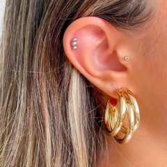 Brinco Amaea Argola 3 Fios Folheada a Ouro 18k