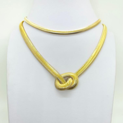 Colar Amaea Malha Grossa Folheada a Ouro 18k - 1 Ano de Garantia no Banho