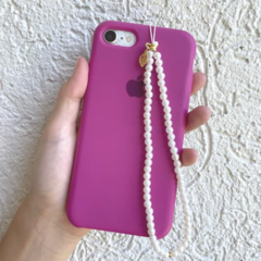 Phone Strap Amaea esfera Madeira 4mm Pérola