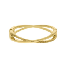 Bracelete Amaea Formato X Trabalhado Folheado a Ouro 18k