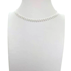 Choker Amaea Bolinha Tripla Folheada a Prata