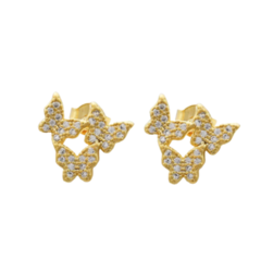 Brinco Amaea Borbotelas Cravejada de Zircônias Folheada a Ouro18k - 1 Ano de Garantia no Banho