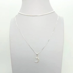 Colar Amaea Lua em Zircônias com Estrelinha Folheado a Prata