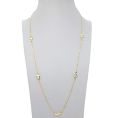Colar Amaea Longo com Entremeios Moeda 6mm Zircônia Folheado a Ouro 18k