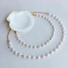 Choker e Pulseira Amaea Pérolas Mini Folheado a Ouro 18k