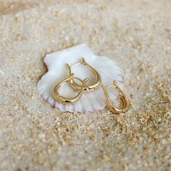 Brinco Amaea Trio Argolas Gota Folheado a Ouro 18k - 1 Ano de Garantia no Banho