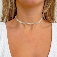 Choker Amaea Bolinha Tripla Folheada a Prata
