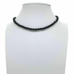 Choker Amaea de Cristal Facetado Preto de 4mm Folheado a Ouro 18k