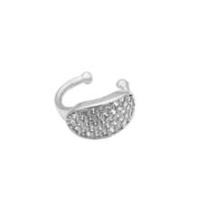 Brinco Piercing Gota Invertida em Zircônias Folheado a Prata  - 1 Ano de Garantia no Banho