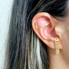 Brinco Ear Hook Corrente Folheado a Ouro 18k