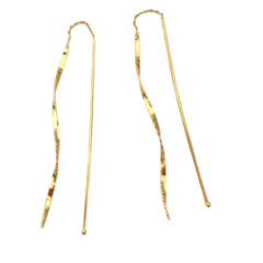 Brinco Fio Passante Enrolado Folheado a Ouro 18k