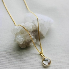 Colar Amaea Pingente Cristal Folheado a Ouro 18k