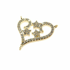 Colar Amaea Coração Cravejados em Zircônias Folheado a Ouro 18k