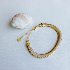 Pulseira Amaea Malha Serpente Grossa Folheada a Ouro 18k