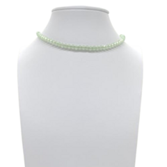 Choker Amaea de Cristal Facetado Verde Claro Transparente de 4mm Folheado a Ouro 18k