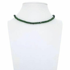 Choker Amaea de Cristal Facetado Verde Floresta de 4mm Folheado a Ouro 18k