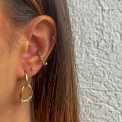 Brinco Amaea Argola com Extensor em Zircônias Folheado a Ouro 18k - 1 Ano de Garantia no Banho