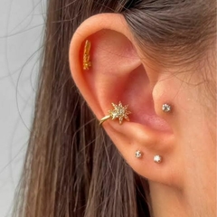 Piercing Amaea Estrela em Zircônias Folheado a Ouro 18k - 1 Ano de Garantia no Banho