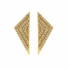 Brinco Amaea Minimalista em Zirconias Folheado a Ouro 18k - 1 Ano de Garantia no Banho