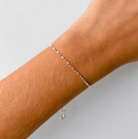 Pulseira Amaea Corrente Chuva Diamantada Folheada a Prata