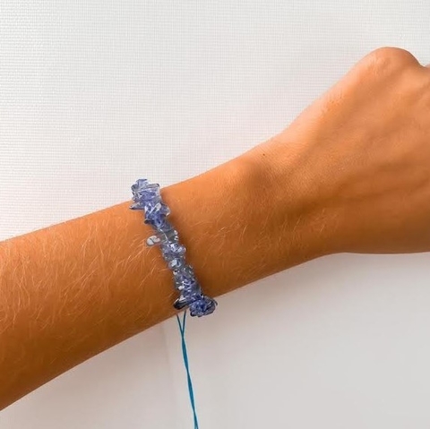 Pulseira de Cascalho Azul com Alongador
