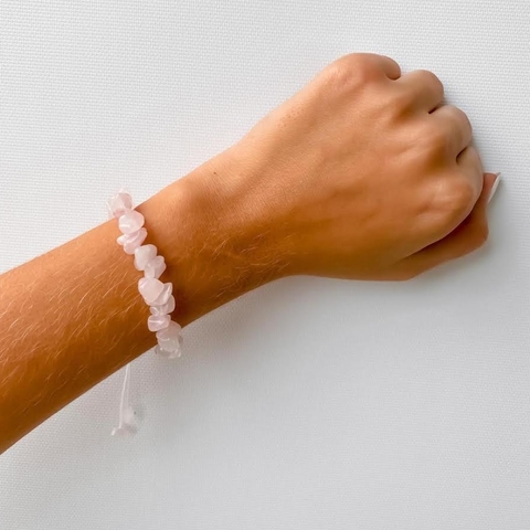 Pulseira de Cascalho Rosa com Alongador