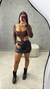 Saia Couro Fake Preta