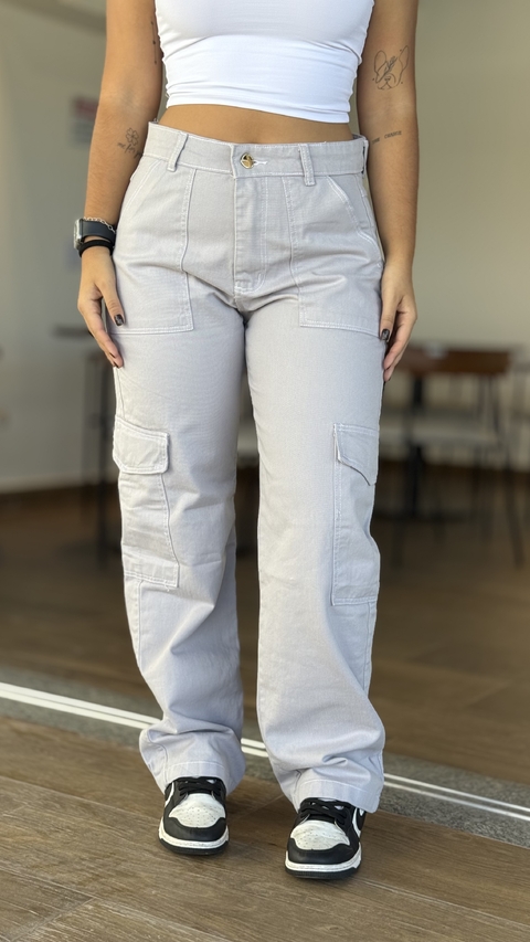 Wide leg cargo Vic Cinza - comprar online
