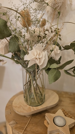 Ramo de flores secas y tela + Florero liso - POK.DECO