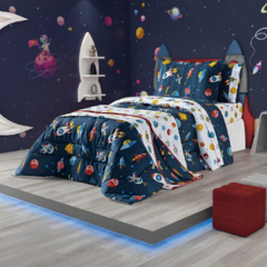 Jogo de Cama Solteiro Astro Azul Marinho 02 Peças 200 fios - comprar online