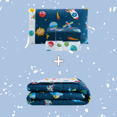KIT ASTRO AZUL MARINHO - EDREDOM + JOGO DE CAMA 03 PEÇAS 200 FIOS - comprar online