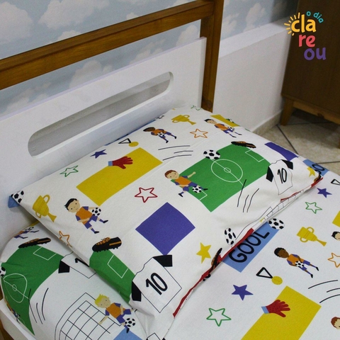 Jogo de Cama Solteiro Futebol dos Amigos 02 Peças 100% Algodão