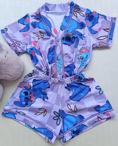 Americano infantil Stitch xadrez - lilás