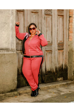 CONJUNTO CALÇA E JAQUETA BOMBER SALMÃO ESCURO - comprar online