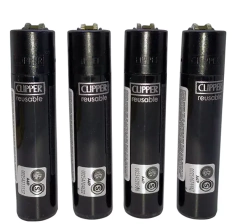 Clipper Negro Encendedor Recargable x4 All Black