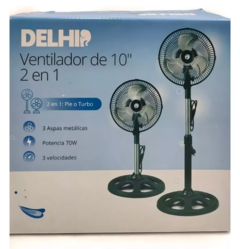 VENTILADOR 2 Velocidades 10" OSCILANTE 70w Delhip