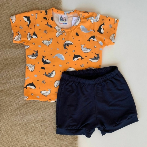 CONJUNTO CAMISETA E BERMUDA TUBARÃOZINHO COTTON LIGHT