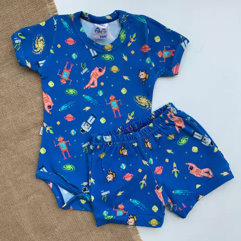 CONJUNTO BODY E SHORT COTTON LIGHT ROBÔZINHO