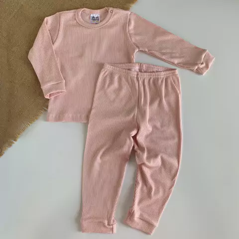 CONJUNTO DE BLUSA CANELADO PELUCIADO ROSÊ