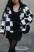 Jaqueta 90’s upcycling black and white Courino com Carneirinho - Riaj