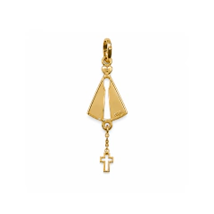 Pingente Nossa Senhora Aparecida com Cruz em Ouro Amarelo 18k