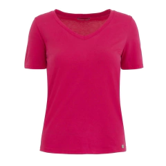 T-SHIRT GOLA V ALGODÃO EGÍPCIO - ROSA ORQUÍDEA - Slou