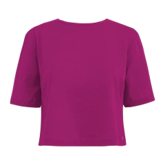 T-SHIRT GOLA CARECA CROPPED EM ALGODÃO EGIPCIO - ROSA PETÚNIA