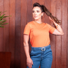 T-SHIRT GOLA CARECA ALGODÃO EGÍPCIO - LARANJA PAPAIA
