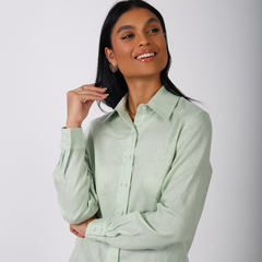 CAMISA 100% LINHO - VERDE CREME DE PISTACHE - comprar online