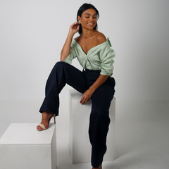 CAMISA 100% LINHO - VERDE CREME DE PISTACHE - loja online