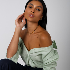 CAMISA 100% LINHO - VERDE CREME DE PISTACHE - Slou