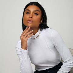 GOLA TURTLENECK MANGA LONGA EM RIBANA DE ALGODÃO - BRANCO - comprar online